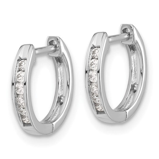 14k white gold diamond hoop earrings