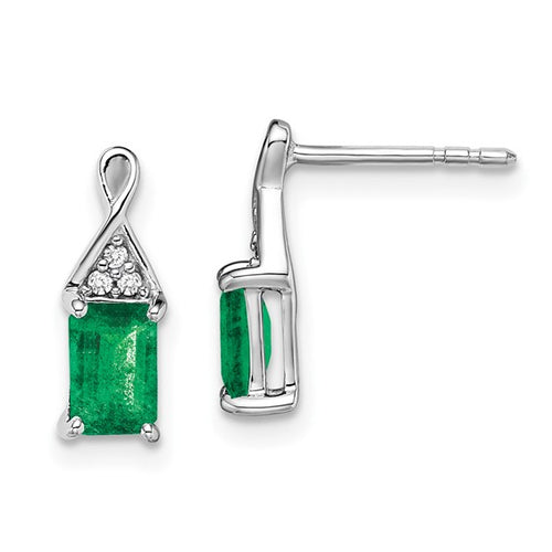 14k white gold earrings with emeralds and diamonds