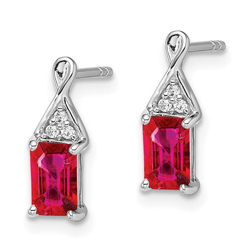 14k white gold earrings with ruby and diamonds
