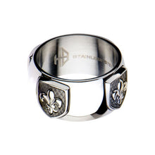 Load image into Gallery viewer, Stainless Steel &amp; Carbon Fiber Fleur de Lis Ring