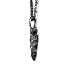Load image into Gallery viewer, Gun Metal Plated Chiseled Arrowhead Pendant with Box Chain