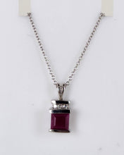 Load image into Gallery viewer, Square Ruby and Diamond Pendant