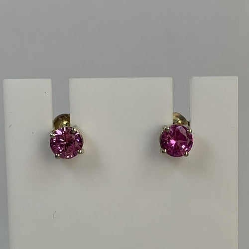 Created Pink Sapphire Earrings