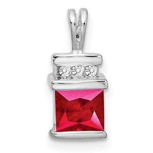 Square Ruby and Diamond Pendant