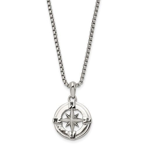 Stainless Steel Compass Pendant