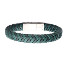 Load image into Gallery viewer, Two Tone Green Braided Genuine Leather Bracelet