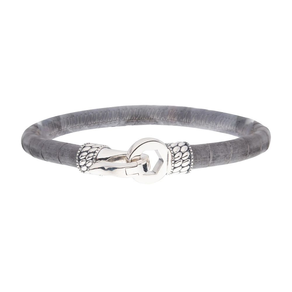 Gray Soft Python Snake Leather Bracelet