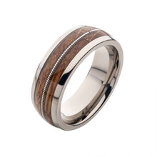 Load image into Gallery viewer, Clear Resins &amp; Whiskey Barrel Wood Inlay Titanium Ring