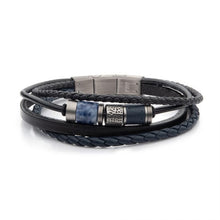 Load image into Gallery viewer, Black &amp; Blue Leather with Sodalite Stone Bead Multi-Strand Bracelet