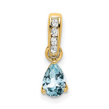 Load image into Gallery viewer, Pear Aquamarine and Diamond Pendant