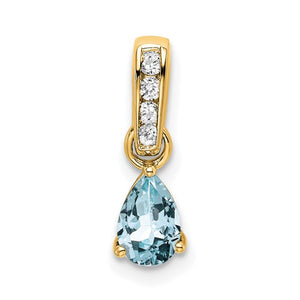 Pear Aquamarine and Diamond Pendant
