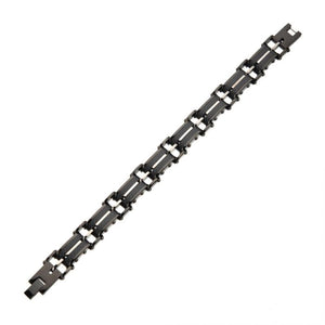 Black Carbon Fiber & Matte Finish Link Bracelet