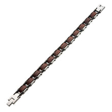 Load image into Gallery viewer, Stainless Steel with Red Sandal Wood Link Bracelet