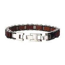 Load image into Gallery viewer, Stainless Steel with Red Sandal Wood Link Bracelet